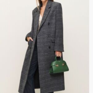 REFORMATION Lucas Coat in Charcoal Plaid Print